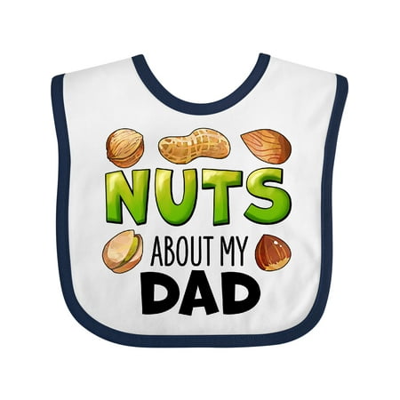 

Inktastic Nuts About My Dad Peanut Almond Pistachio Gift Baby Boy or Baby Girl Bib