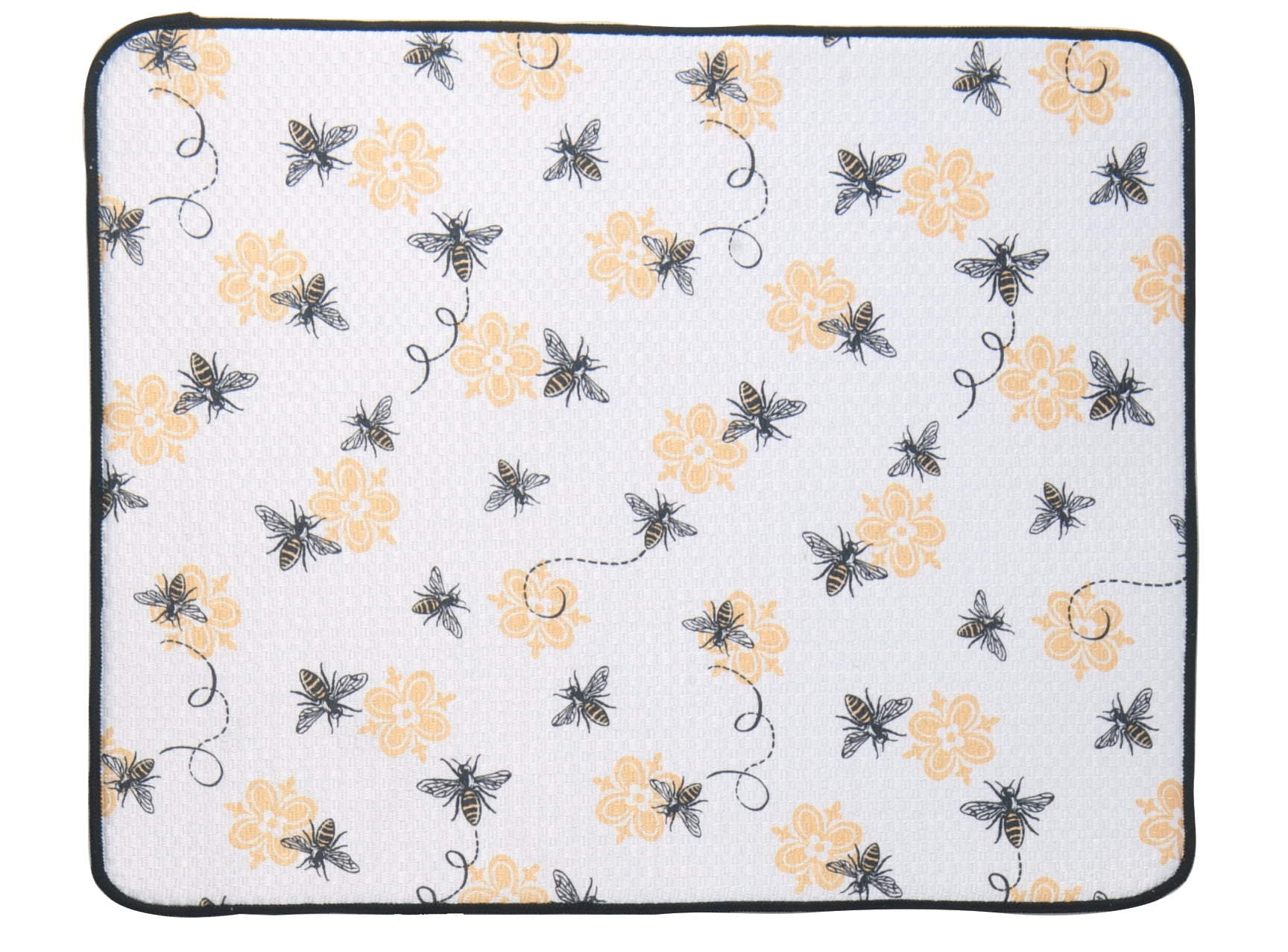 Queen Bee Black and White Kitchen Countertop Drying Mat