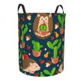thumbnail image 2 of Fotbe Cute Hedgehogs Cactus Blue Laundry Basket with Handles, Waterproof Large Laundry Hamper, Wash Bag for Corner Dorm, Rolling Laundry Basket with Handles-Medium, 2 of 8