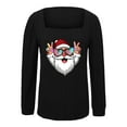 thumbnail image 4 of asdoklhq Christmas Tshirts Women Christmas Women's Printed Neck Hem Slit Long Sleeved Loose T-shirt Top Black 4X, 4 of 5