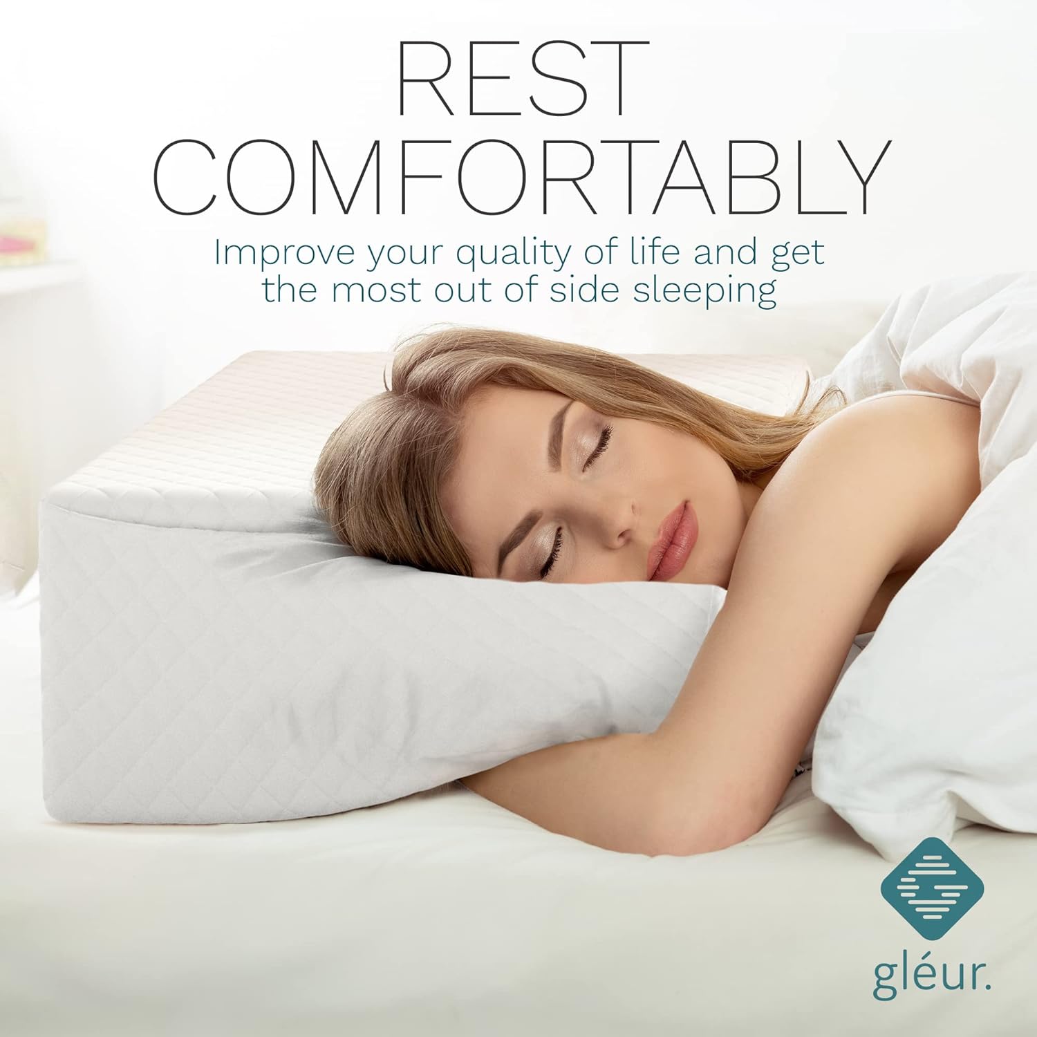 Gleur Square Pillow for Side Sleepers Memory Foam Pillow for Neck Support, 24" x 12" x 5"