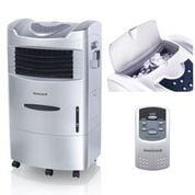 Honeywell CL201AE 470 CFM 280 sq. ft. Indoor Portable Evaporative Air Cooler (Swamp Cooler) with Remote Control and Bonus Replacement Filter, Silver