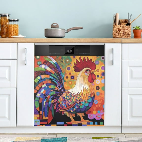 Dishwasher Sticker Dishwasher Cover Magnet Refrigerator Home Decorative Art Kitchen Panel Decal A Rooster 23x26 Inch