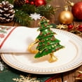 thumbnail image 4 of Christmas Napkin Rings, Gold Alloy Napkin Holder with Bow Wreath Tree Reindeer Shapes, Festive Table Setting Decor for Holiday Dinner Party(B), 4 of 6