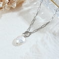 thumbnail image 4 of Lsnesstla Pearl Pendant Toggle Paperclip Necklaces for Women Stainless Steel Paperclip Chain Necklace Freshwater Round Pearl Jewelry for Wife Mother Girlfriend, 4 of 7