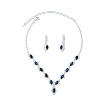 Bridal Jewelry Set Silver Jet Rhinestone Necklace Earring For Wedding
