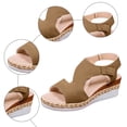 thumbnail image 7 of Espadrilles for Women Peep Toe Wedge Sandals Lightweight Cutout Soft Leather Slingback Wedges Heels Brown Size 7.5, 7 of 7