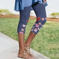 thumbnail image 2 of Tnhcen Women's Floral Print High Waisted Yoga Pants Denim Look 7/8 Length Workout Leggings for Women, Butter Soft Stretchy Capris with Rose Pattern S-3XL, 2 of 7
