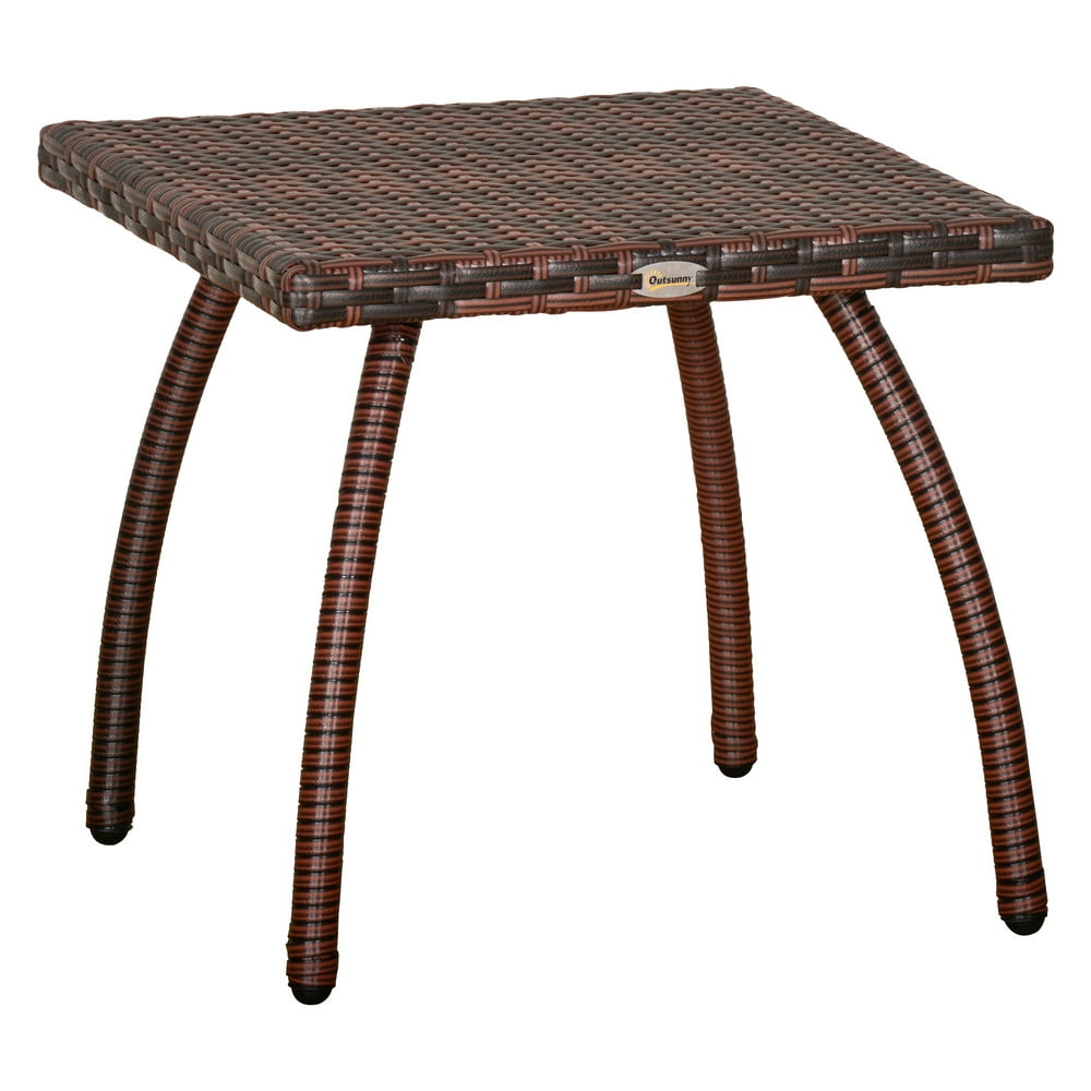 Outsunny Rattan Wicker Side Table End Table with All-Weather Material