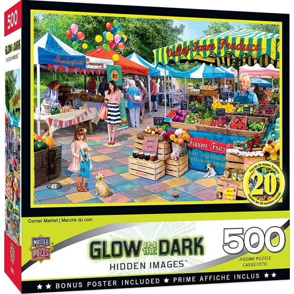MasterPieces 500 Piece Glow in the Dark Puzzle - Corner Market - 15"x21"