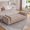 Wheat + Polyester, variant on Chenille Chaise Lounge Bench 83.1", End of Bed Daybed with Armrests & 2 Bolster Pillows - Beige