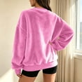 thumbnail image 5 of Resicozy Fuzzy Flannel Sweatshirt for Women Fluffy Pullover Sweaters Long Sleeve Oversized V Neck Sweatshirt Hot Pink M, 5 of 9