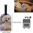 thumbnail image 2 of GZHJMY Poodle Dog with Purple Flowers Luggage Tags Set of 2, PU Leather Travel ID Label with Privacy Name Card Cover for Travel Bag Suitcase Decoration, 2 of 6