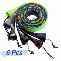 WuPing 6 Pcs Fishing Rod Sock, Fishing Rod Sleeve Rod Cover, Braided Mesh Rod Protector for All Types of Fishing Rods Such as Spinning Fishing Rod, Casting Rod, Musky Rod