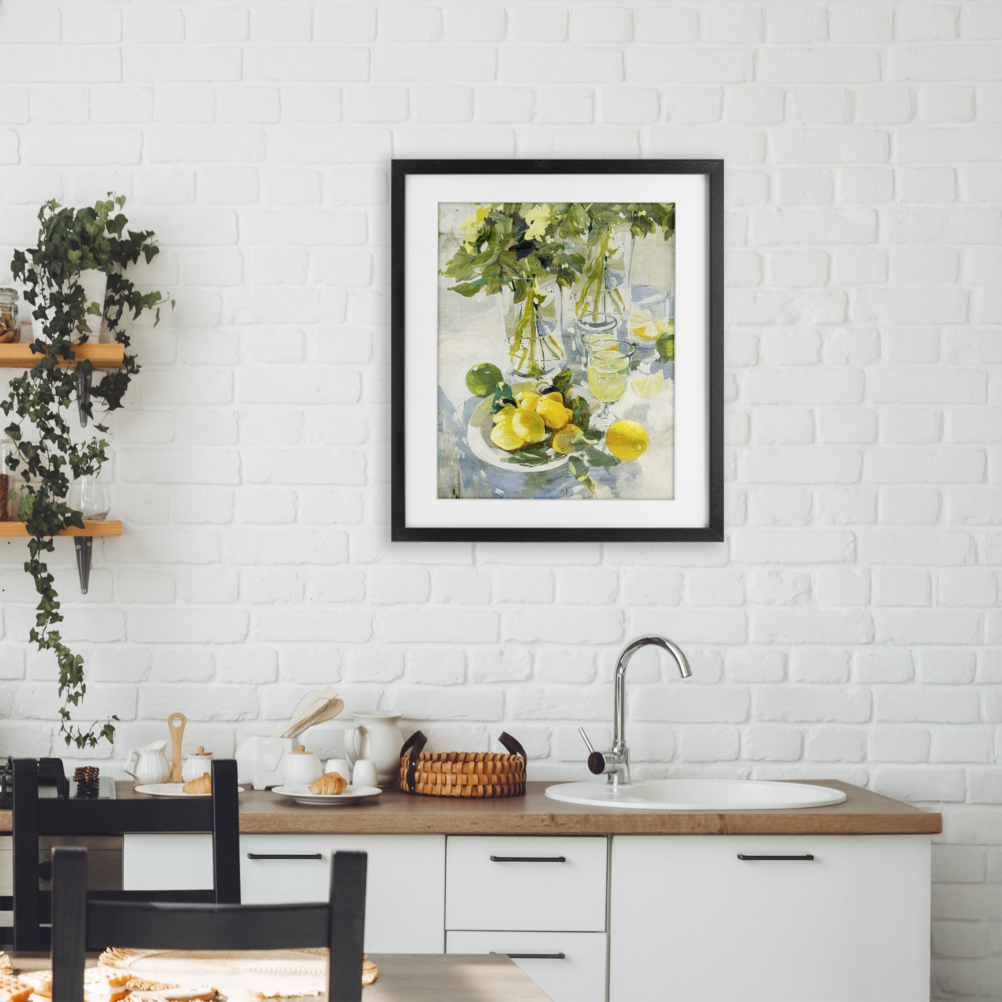Stupell Industries Fresh Kitchen Lemons Spread Black Framed Print Under Glass, design by Annabelle Hall