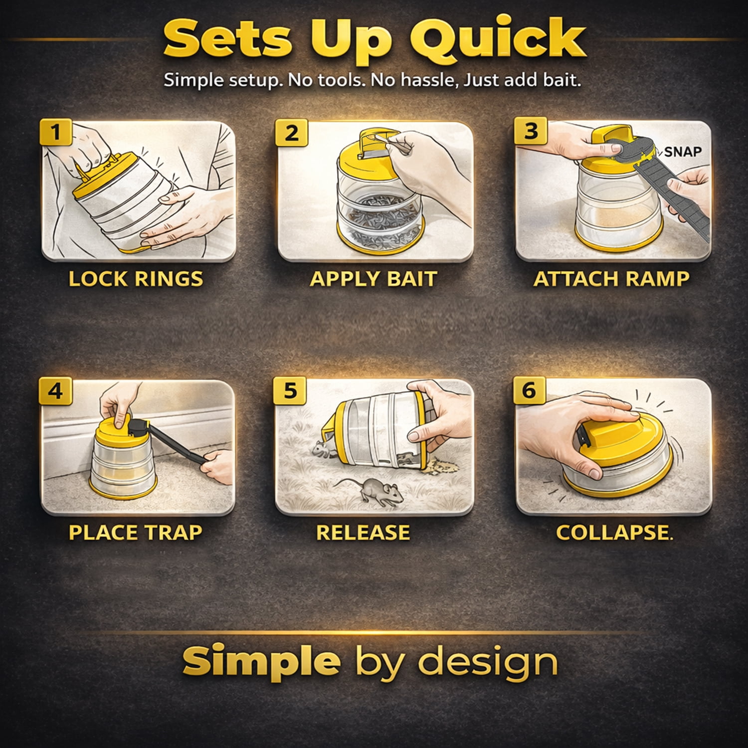 RinneTraps Flip N Slide All-in-One Self-Resetting Bucket Mouse Trap, Humane Live Catch for Indoor & Outdoor Rodent Control