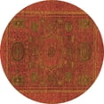 thumbnail image 1 of Ahgly Company Indoor Round Abstract Orange Modern Area Rugs, 4' Round, 1 of 4
