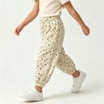 thumbnail image 4 of fnnxnal Girls Corduroy Floral Balloon Pants with Elastic Waist, Casual Pull-On Trousers for Kids, Beige,Size 5-6 T, 4 of 7