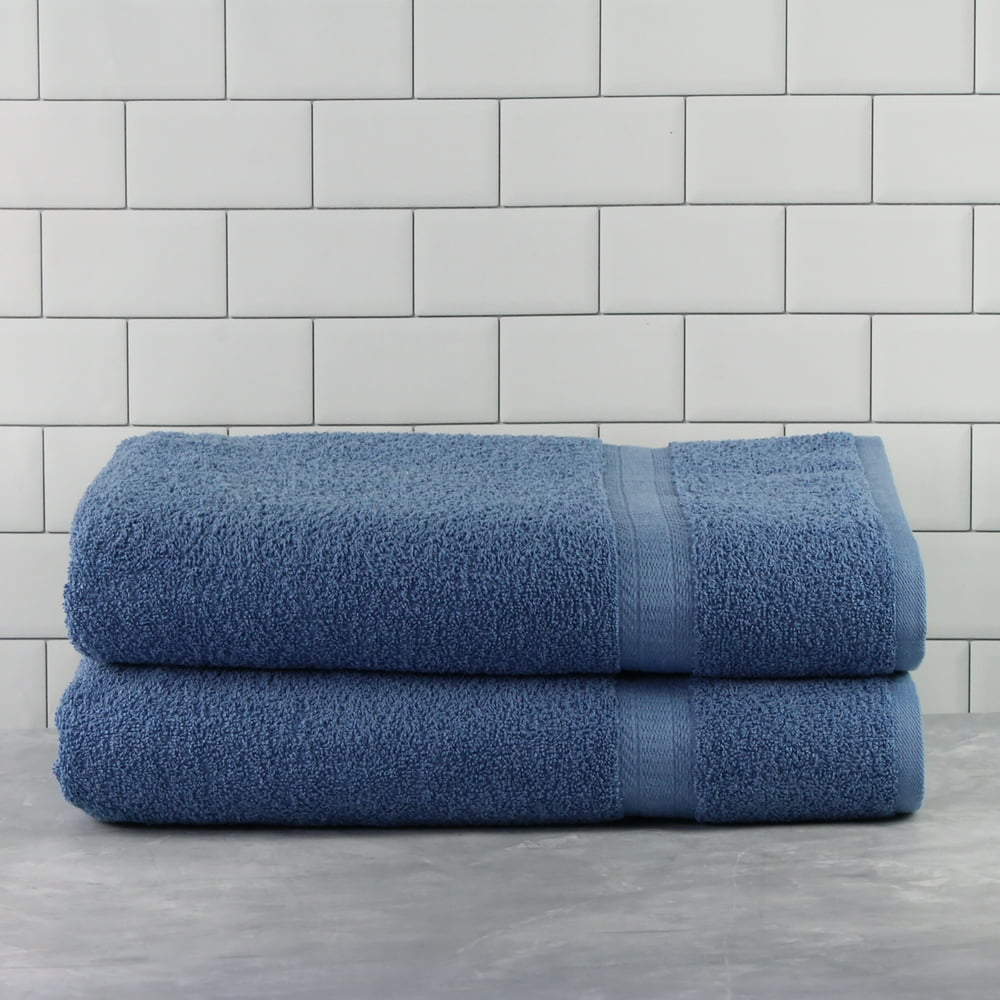 Mainstays Basic Solid 2Piece Bath Sheet Set, Blue Streak