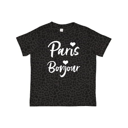 

Inktastic Paris Bonjour with Hearts in White Text Gift Toddler Boy or Toddler Girl T-Shirt