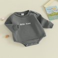 thumbnail image 3 of Baby Fall Romper Long Sleeve Snap Shoulder Letter Embroidery Bodysuit, 3 of 9
