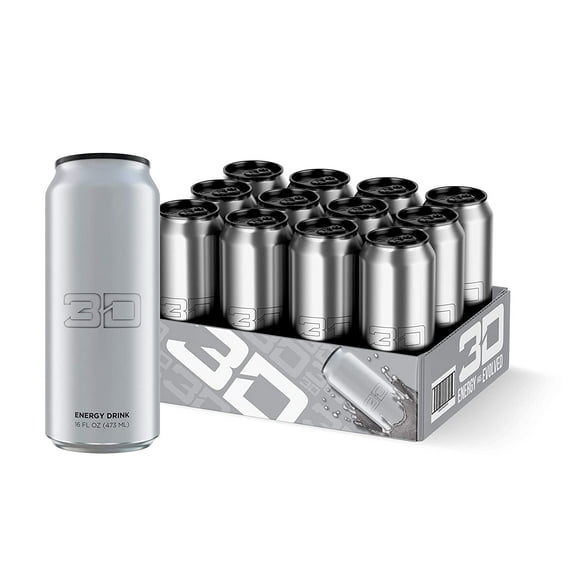 3D Energy Drink | Caffeine, Zero Sugar, 16 Fluid Ounce | 12 Pack (Chrome)