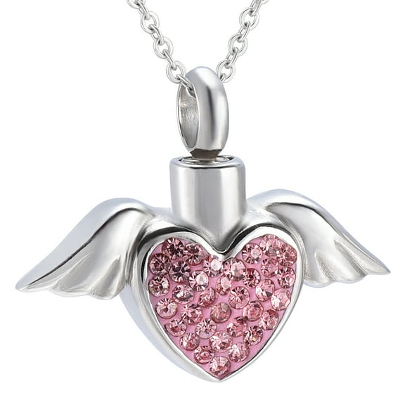 Cremation Jewelry for Ashes Pendant - Crystal Heart Urn Necklace Mini Keepsake Urn Memorial Ash Jewelry