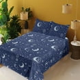 thumbnail image 2 of Ambesonne Space Fitted & Flat Sheet with Sham 3 Pcs Set, Esoterism Sun Moon Pattern, Twin XL, Indigo and Soft Blue, 2 of 5