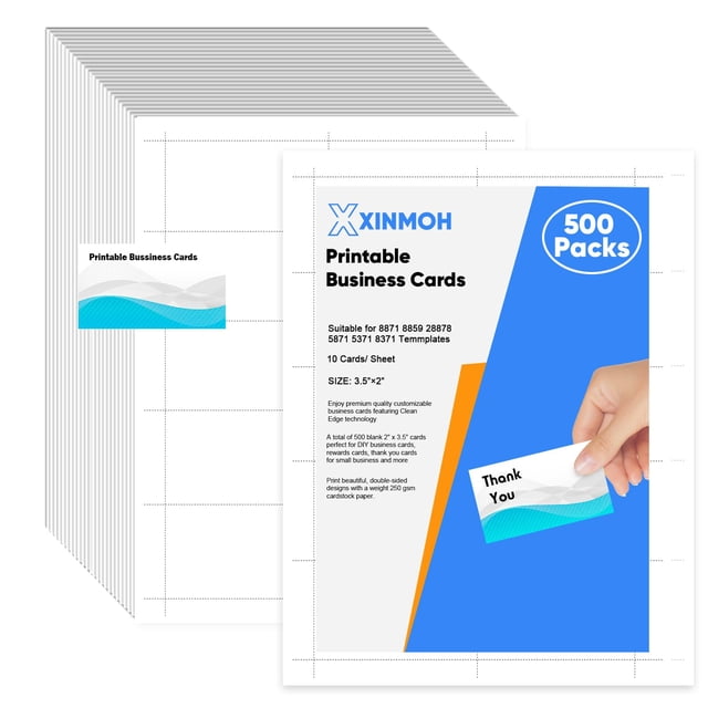 Tarjetas de presentación XXINMOH Thick 500 imprimibles de 3,5 x 2 pulgadas, 250 g/m²