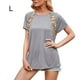 thumbnail image 1 of Camiseta de mujer con estampado de manga corta, cuello redondo, camiseta informal de verano, gris, L Sweethay AP001232-07, 1 of 7