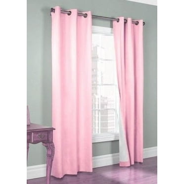 (#32) Hotel Quality Silver Grommet Top, Faux Silk 1 Panel Light Pink Solid Thermal Foam Lined Blackout Heavy Thick Window Curtain Drapes Grommets 63" Length