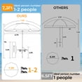 thumbnail image 6 of HOMEDEMO 7FT Large Portable Beach Umbrella, Easy Fold Sun Shade with Adjustable Pole for Sand and Outdoor Activities, Türkiye Blue, 6 of 6