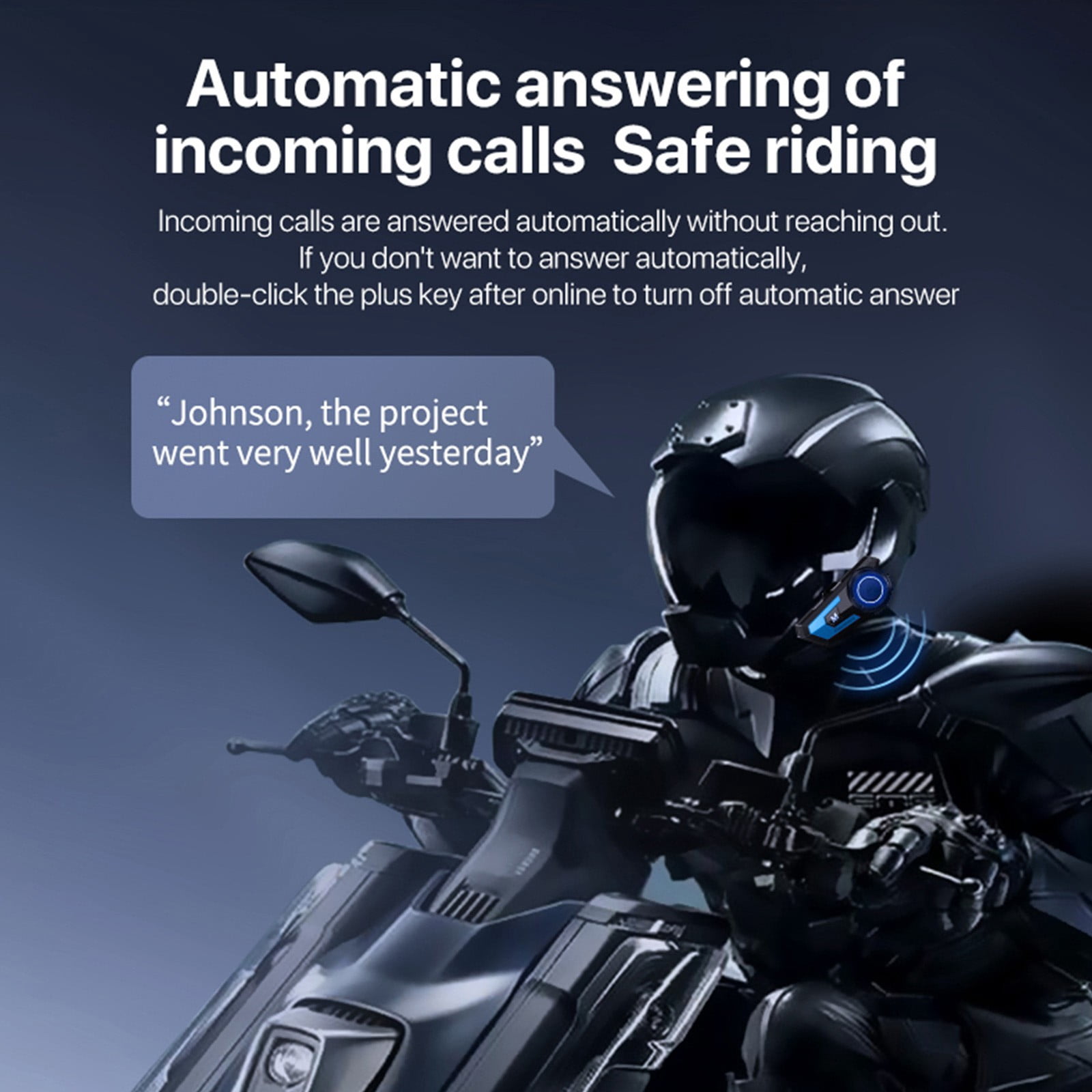 Qholemyo Motorcycle Helmet Bluetooth 5.0 Headphones Intelligent Noise Reduction Long Distance Wireless Earphones