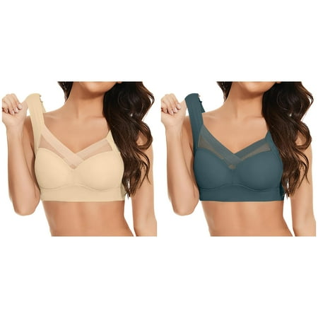 (2-Pack) Rinsvye Women s Large Strapless Lace Strapless Bra for Women Tank Top Underwear Thin Sports Bras for Side Fold Side Sports Bras Women Gather Adjustable Bra