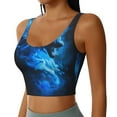 thumbnail image 2 of Pofeuu Blue Fire Cool Wolf Print Sports Bra for Women Sexy Vest Yoga Running Gym Fitness Crop Bras Tops-Large, 2 of 8