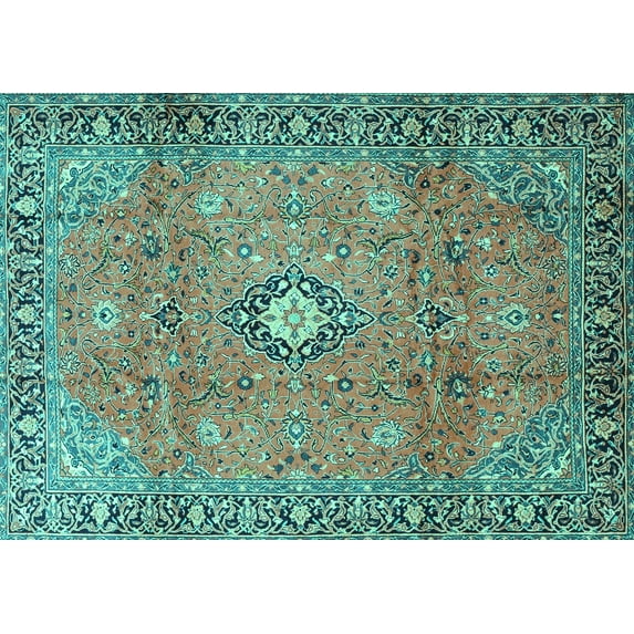 Ahgly Company Indoor Rectangle Persian Turquoise Blue Traditional Area Rugs, 3' x 5'