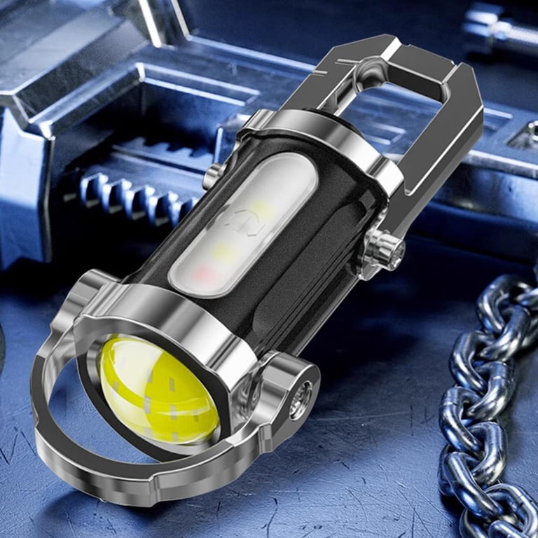 1200LM Super Bright Mini Keychain Flashlight – 3-in-1 With Power Bank, 3 Modes + Side Floodlight, IPX4 Waterproof (USB-C Rechargeable)