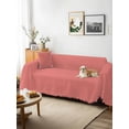 thumbnail image 3 of Pure Coral Red Couch Cover for 2 Cushion Sofa, Simple Solid Color Washable Loveseat Sofa Covers Slipcover for Sectional Sofas L-Shaped, Couch Throw Cover 71"x118", 3 of 9