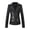 Black, variant on Women's Embroidered Faux Leather Moto Jacket with Double Pockets Long Sleeve Turndown Collar Zip-Up Biker Coat for Fall Street Style and Casual Weekend Outings