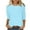 Light Blue 3/4 Sleeve Top, variant on Htigea Plus Size 3/4 Sleeve T Shirt for Women Summer Crew Neck Pullover Solid Color Basic Tee Casual Outdoor Tops Dark Blue,L