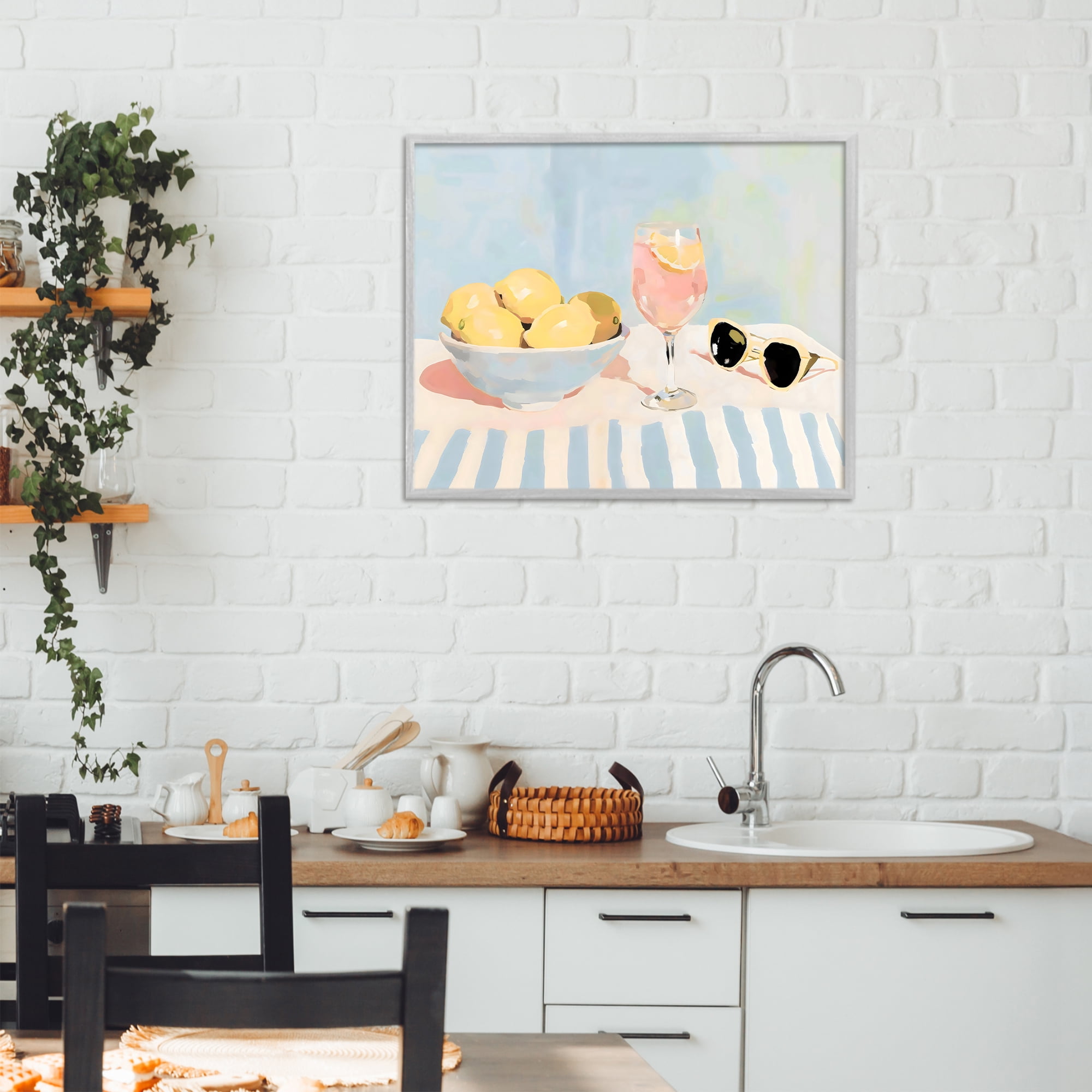 Stupell Industries Aperol & Summer Lemons Gray Framed Giclee Art, design by Sisi and Seb