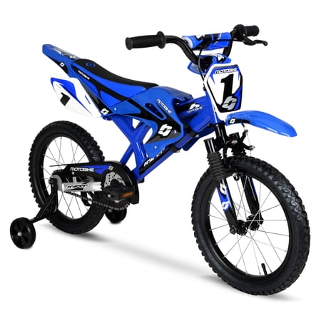 Hyper Bicycles 16" Hyper Motobike with Training Wheels, Blue, Recommended for Ages 4 to 8 Years