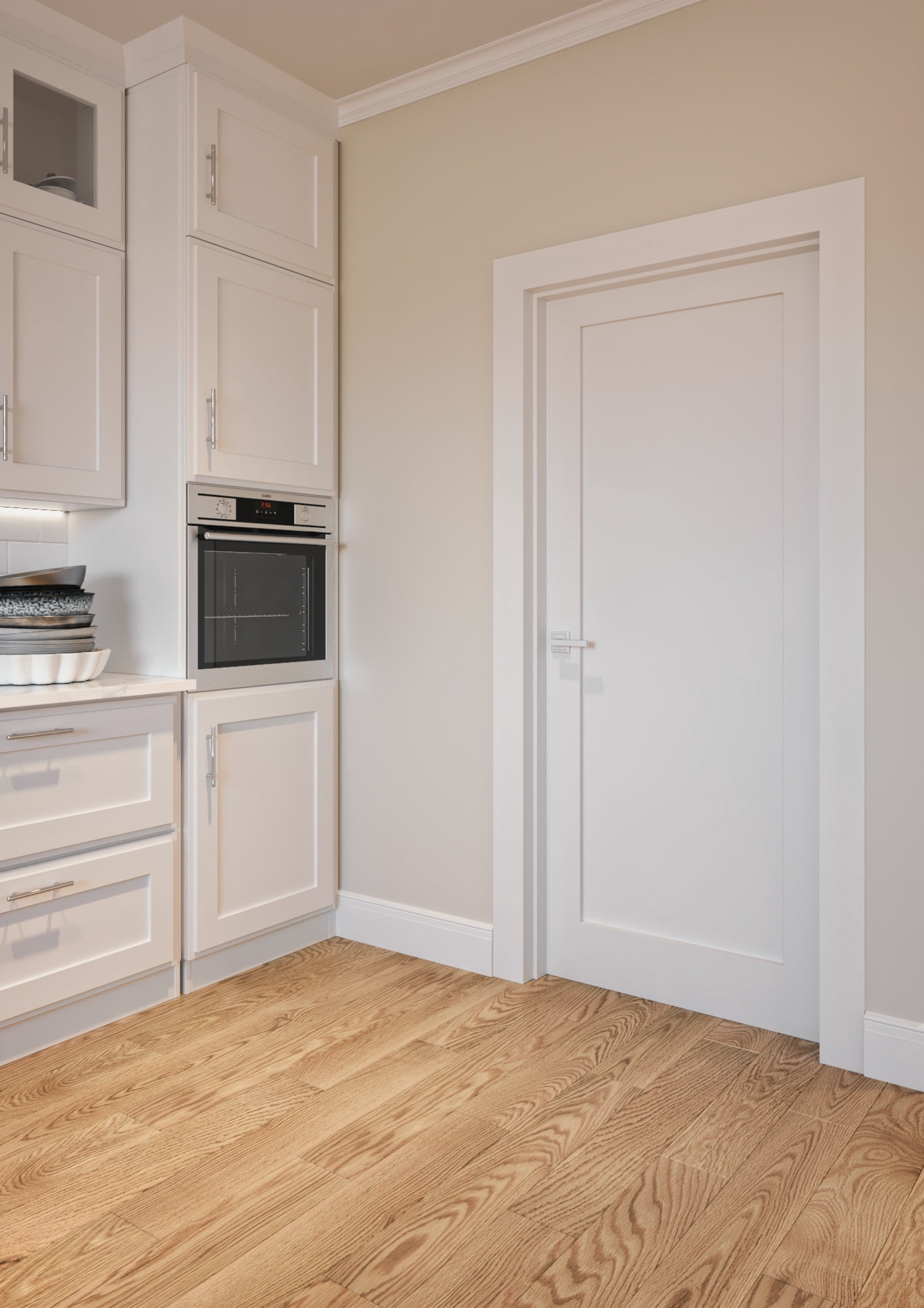 32 in. x 80 in. Right-Handed Solid Core White Primed Composite Single Pre-hung Interior Door Bronze Hinges