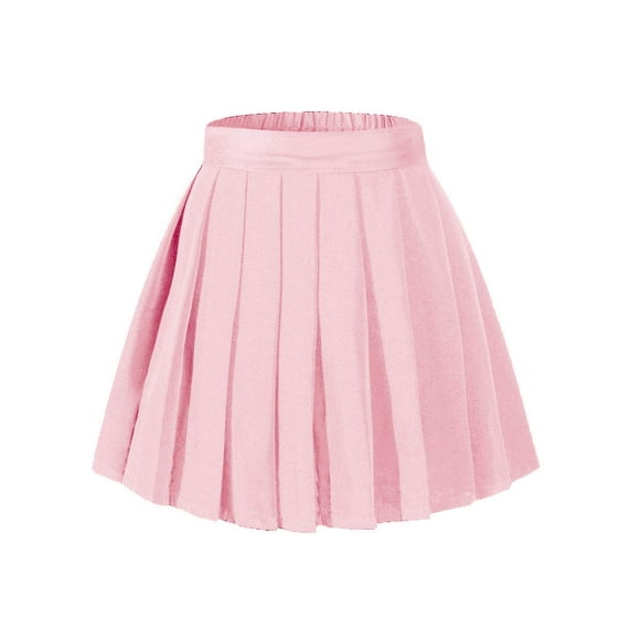 Beautifulfashionlife Jupe Plissée Taille Haute pour Femmes, Mini-Jupe Élastique avec Large Ceinture (TTG, Rose)