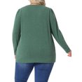 thumbnail image 4 of DARING DIVA Women's Plus Long Sleeve Pleated Crew Neck Blouse 2X Green, 4 of 6