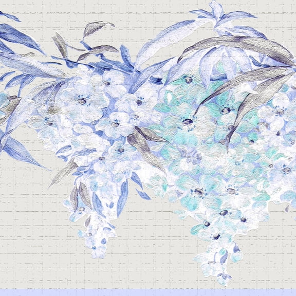 Dundee Deco's Peel and Stick Wallpaper Border - Floral Purple Blue Blooming Flowers Wall Border Retro Design, 15 ft x 7 in, Self Adhesive