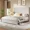 Rustic White, variant on VanAcc Full Size Wood Platform Bed, Rustic Bed Frame with 51.2" Tall Slatted Headboard, Wooden Slats & Metal Support, Noise Free, Dark Brown
