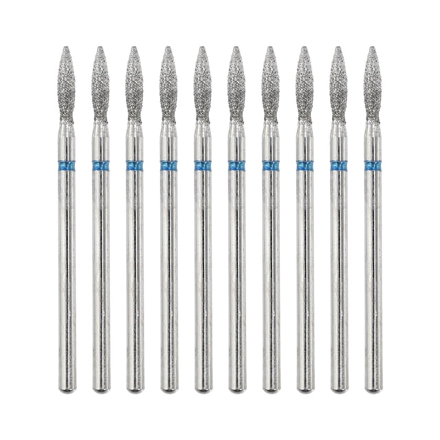 Unique Bargains Juego de brocas para uñas de esmeril de 10 piezas para uñas acrílicas Herramientas de arte de uñas de 3/32 pulgadas 44.4 mm de longitud Azul