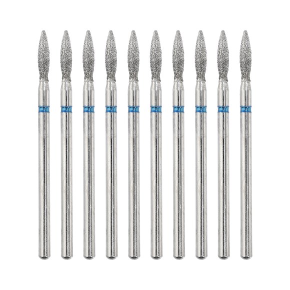 Unique Bargains Juego de brocas para uñas de esmeril de 10 piezas para uñas acrílicas Herramientas de arte de uñas de 3/32 pulgadas 44.4 mm de longitud Azul
