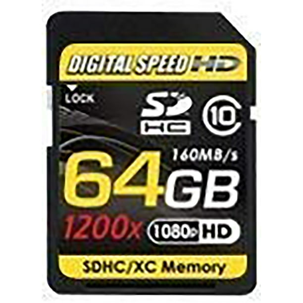 Digital Speed 64 1200X Professional High Speed Mach III 160MB/s Error Free (SDHC) HD Memory Card Class 10